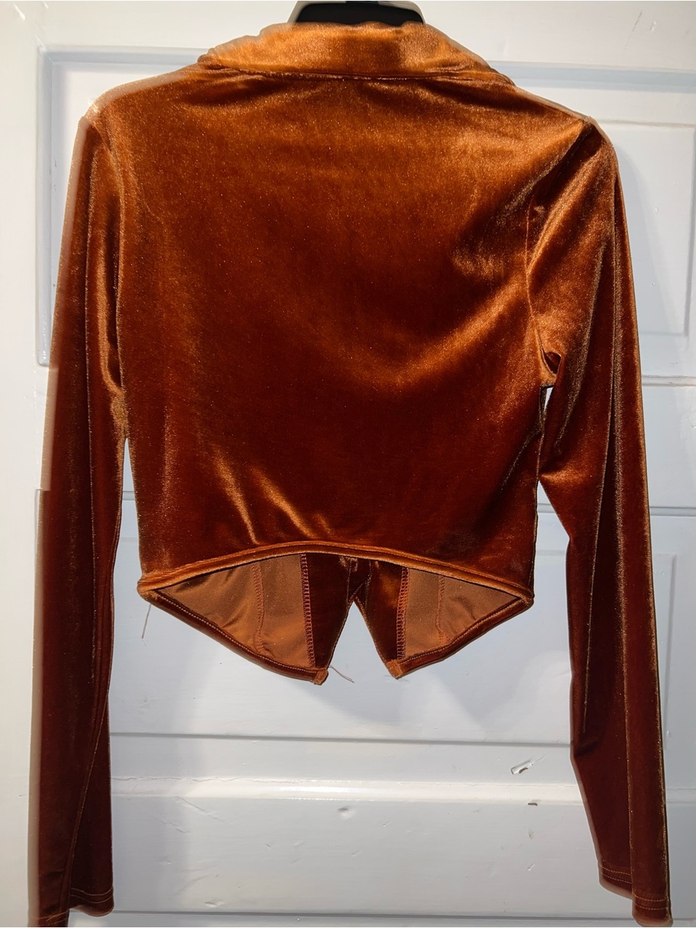 Cider Velvet Ruched Blazer Jacket - Rust - Picture 2 of 3